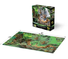 Prime 3D Svietiace puzzle Tiger pri vodopáde / 100 dielikov / od 6 rokov
