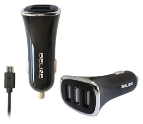 Beline Autonabíjačka 3xUSB + microUSB kábel čierna / Autonabíjačka / 3x USB / microUSB / 4A