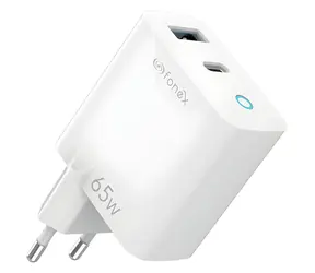 Fonex Cestovný adaptér 65W biela / Napájací adaptér / USB-C + USB-A / PD