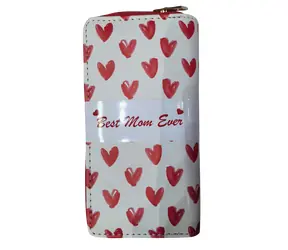 PINK Dámska peňaženka srdiečka / Peňaženka / Zip po obvode / Zlaté kovanie