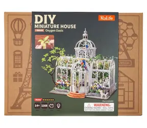 Robotime 3D drevená skladačka Miniatúra domčeka Oáza zelene / 1 168 dielikov / od 14 rokov / vysoká obtiažnosť