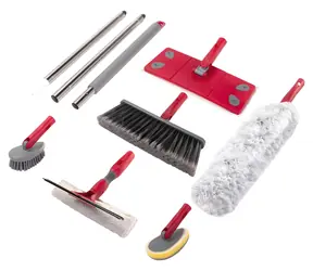 Lamart Clean LT8070 červená / Upratovací set / 7 ks / Tyč z nerezovej ocele 120 cm / Plast
