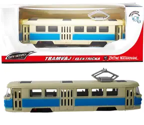 SPARKYS Kovová električka 1:90 modrá / Spätný chod / Otváracie dvere