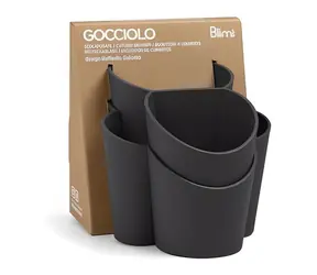 BlimPlus Stojanček na príbory Gocciolo čierna / 4 priehradky / bez BPA / do umývačky