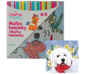 SPARKYS Diamantové maľovanie Biely pes / 20x20 cm / od 6 rokov