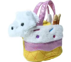 SPARKYS Plyšový psík biely v zmrzlinovej kabelke / Plyšák / 15 cm