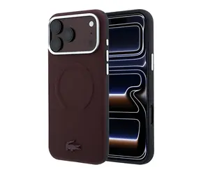Lacoste PVC Petit Pique Semi Wrap Embossed bordová / Zadný kryt / iPhone 18 Pre Max / MagSafe