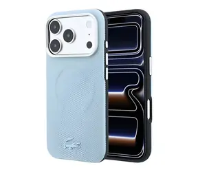 Lacoste PVC Petit Pique Semi Wrap Embossed modrá / Zadný kryt / iPhone 18 Pro / MagSafe