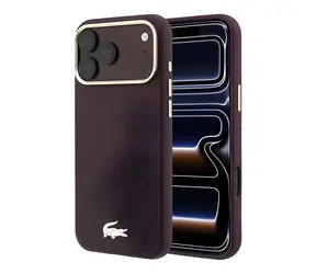 Lacoste PU Leather Champs Elysees Gold Logo bordová / Zadný kryt / iPhone 18 Pro / MagSafe