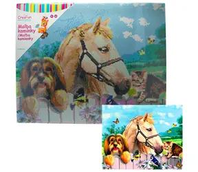 SPARKYS Diamantové maľovanie Kôň, pes a mačka / Diamantové maľovanie / 40x50 cm