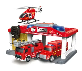 SPARKYS Hasičská stanica s vrtuľníkom / Svetlo a zvuk / CITY SERVICE CAR