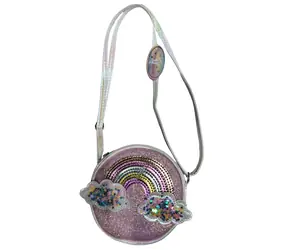 SPARKYS PINK Kabelka s dúhou a trblietavými obláčikmi / Nastaviteľný popruh / Zip