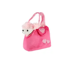 TEDDIES Plyšový psík v kabelke ružový / Plyš / 19 cm / od 3 rokov