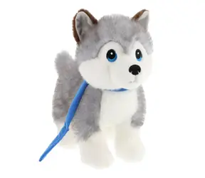KEEL TOYS Keeleco Plyšový pes na vodítku Husky / 23 cm