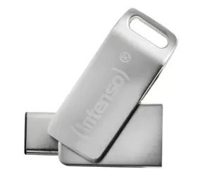 INTENSO cMOBILE Line strieborná / USB flash disk / USB-C a USB-A / 64GB / USB 3.2 Gen 1