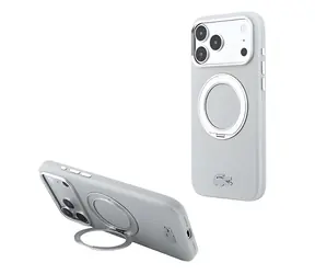 Lacoste PVC Petit Pique Semi Wrap Ring Stand svetlo šedá / Zadný kryt / iPhone 18 Pro / MagSafe