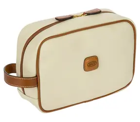BRIC'S Kozmetická taška Firenze Necessaire Shave Case 014 krémová / PVC / toskánska koža / 25 x 17 x 9 cm
