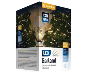 Colorway LED reťaz vnútorná 50 LED teplá biela / 5 m / 8 funkcií / napájanie USB