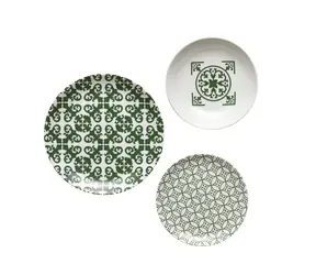Guzzini LE MAIOLICHE zelená / Jedálenská súprava / porcelán / 18 ks / pre 6 osôb