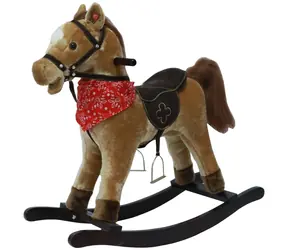 TEDDIES Hojdací kôň hnedý (00516101) / 71 cm / plyš / nosnosť 50 kg / výška sedla 47 cm