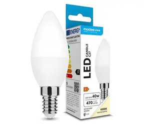 Modee LED žiarovka sviečka E14 4,9W / Žiarovka / náhrada za 40W / studená biela 4000K / 470 lm