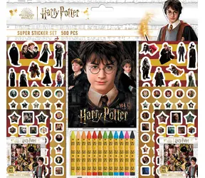 JIRI MODELS Samolepkový set Harry Potter / Omaľovánky / cca 500 samolepiek / blok 32 listov / 12 voskoviek / od 3 rokov