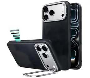 ESR Leather Kickstand MagSafe čierna / Kryt / Apple iPhone 18 Pro Max, 17 Pro Max / MagSafe / Výklopný stojan