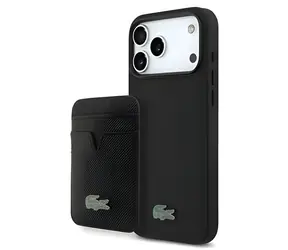Lacoste Iconic Petit Pique čierna / Zadný kryt s peňaženkou / MagSafe / pre iPhone 18 Pro Max