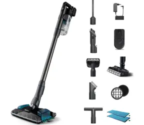 Philips Aqua 8000 XC8057/01 čierna / Aku tyčový vysávač / Suché a mokré vysávanie / 0,6 l / LCD displej / 80 dB