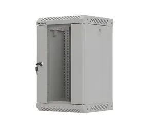 Lanberg WF11-3309-10S sivá / Nástenný rack / 10" / 9U / 300×300 mm / sklenené dvere / flat pack