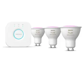 Philips Hue LED žiarovka GU10 4,2W 3 ks biela / Múdra LED žiarovka + Hue Bridge / RGB / 400 lm / 2200-6500 K