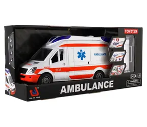 TEDDIES Auto ambulancia 26 cm / Otváracie dvere / Lehátko pre pacientov / Zotrvačník / Svetlo a zvuk