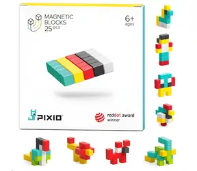 PIXIO Magnetická stavebnica PIXIO-25 / 25 dielikov / 5 farieb / od 6 rokov