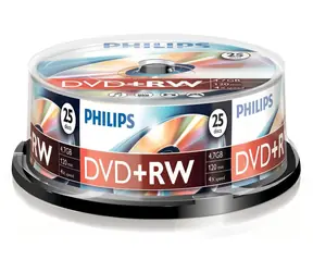 Philips DVD+RW 4,7 GB / Optické médium / 4X / 25 ks / Spindl
