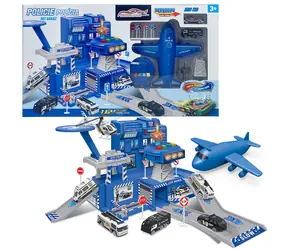 SPARKYS Policajný set garáž Service Car / 2x auto meniace farbu 1:64 / Lietadlo / 7x dopravná značka / od 3 rokov
