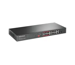 MS118CP / Switch / 16x 10/100 Mbit PoE / 2x Gigabit uplink / 19" rack