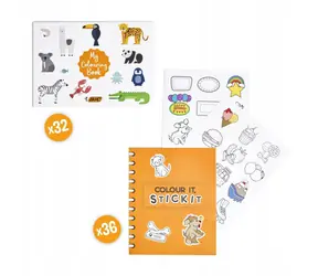BIC Kreatívna sada My Coloring Box / Fixy, pastelky a gély / 36 ks + 36 samolepiek / omaľovánka A5