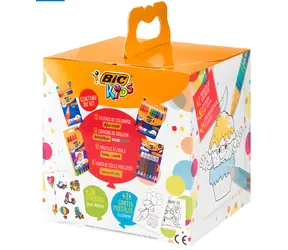 BIC Narodeninový kreatívny kufrík 42 ks / Kreatívna sada / fixky, olejové farby, pastelky, trblietavé lepidlo