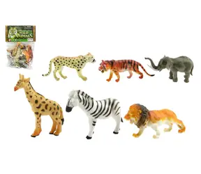 TEDDIES Zvieratká Safari ZOO / Figúrky / Plast / 6 ks / 10 cm / od 3 rokov