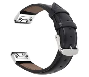 X-SITE Remienok pre Garmin QuickFit kožený 20mm čierny plochý / Remienok / Kožený / Kovová pracka