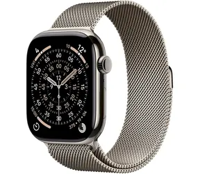 Apple Watch Series 11 GPS+Cellular 42mm Titanové telo - Prírodný milánsky ťah / 130-180 mm