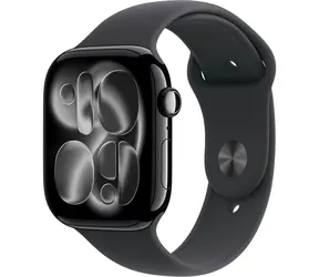 Apple Watch Series 11 GPS 46mm Klavírno čierne hliníkové telo - Čierny športový remienok S/M / 140-190 mm