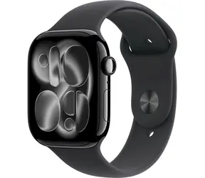 Apple Watch Series 11 GPS+Cellular 46mm Klavírno čierne hliníkové telo - Čierny športový remienok S/M / 140-190 mm