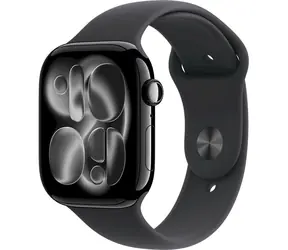 Apple Watch Series 11 GPS+Cellular 46mm Klavírno čierne hliníkové telo - Čierny športový remienok M/L / 160-210 mm
