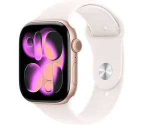 Apple Watch Series 11 GPS+Cellular 46mm Ružovo zlaté hliníkové telo - Svetlo rumenný športový remienok S/M / 140-190 mm