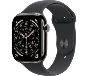 Apple Watch Series 11 GPS+Cellular 46mm Bridlicovo šedé titánové telo - Čierny športový remienok S/M / 140-190 mm