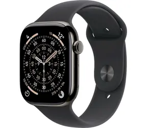 Apple Watch Series 11 GPS+Cellular 46mm Bridlicovo šedé titánové telo - Čierny športový remienok M/L / 160-210 mm