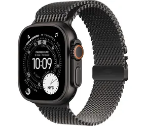 Apple Watch Ultra 3 (2025) GPS+Cellular 49mm Čierne titánové telo - Čierny titánový milánsky ťah (M) / 155-185mm 