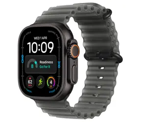 Apple Watch Ultra 4 GPS+Cellular 49mm Čierne titánové telo - Priesvitne čierny oceánsky remienok / 130-200 mm