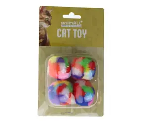 animALL Hračka Cat Loptička plyš farebný 4-5 cm 4 ks